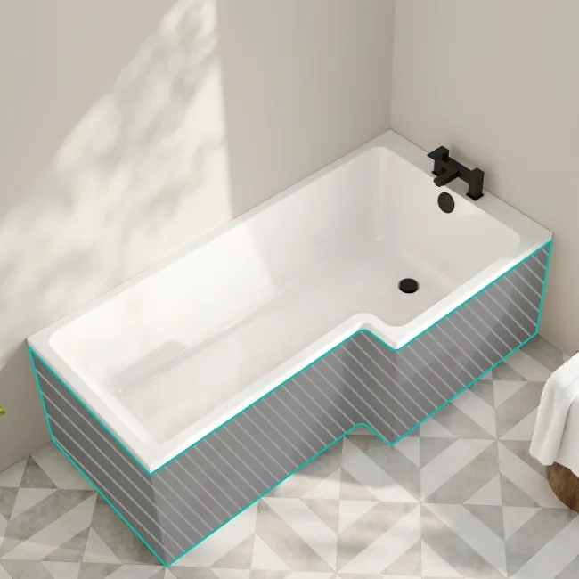 Brixton L Shaped 1700 Shower Bath - Right Handed