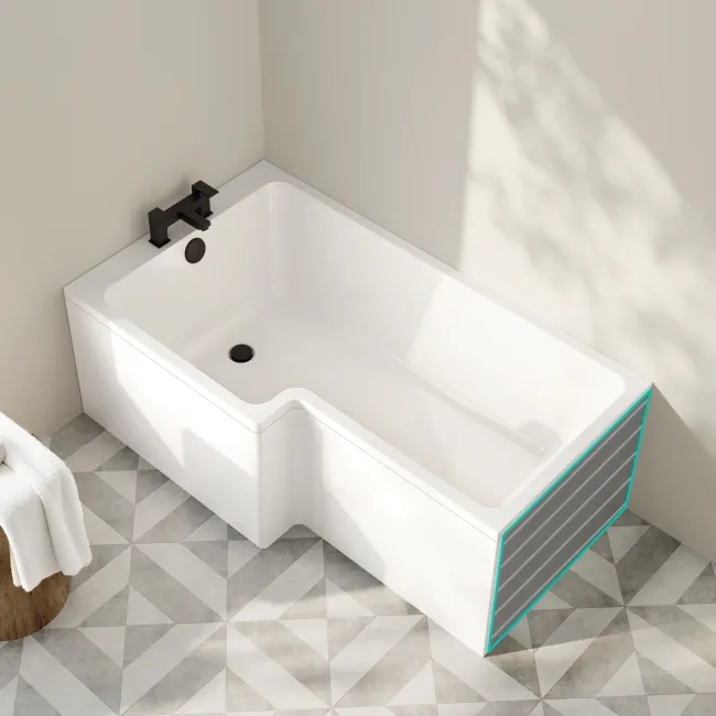 Brixton L Shaped 1500 Bath with Front Panel - Left Handed