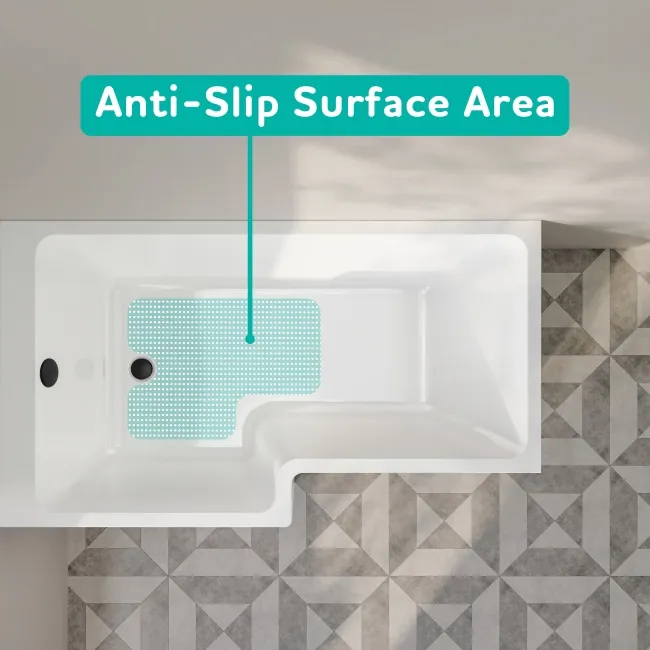 Brixton L Shaped 1500 Bath with Front Panel - Left Handed