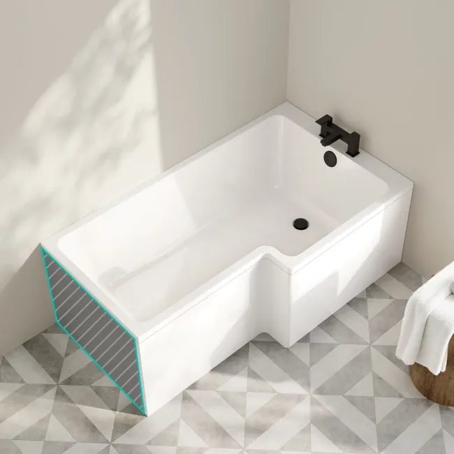 Brixton L Shaped 1500 Bath with Front Panel - Right Handed