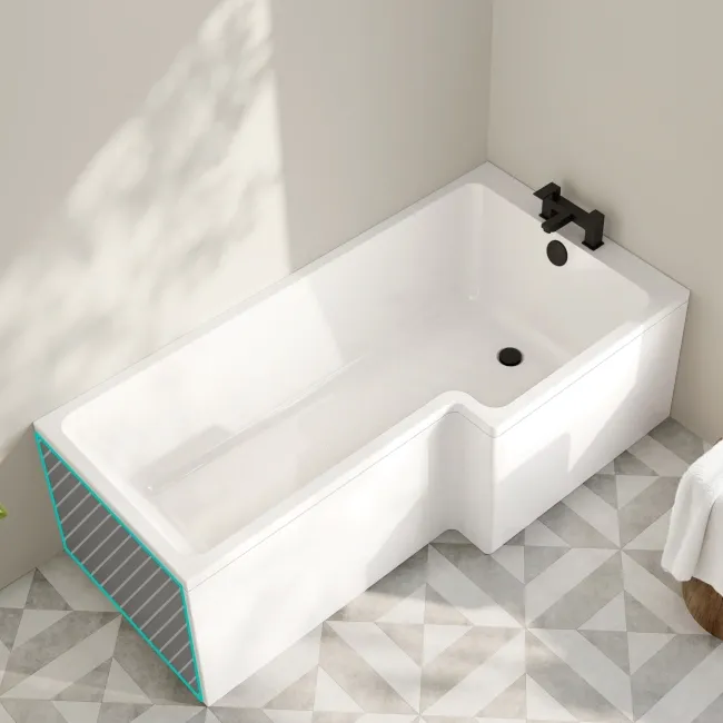 Brixton L Shaped 1700 Bath with Front Panel - Right Handed