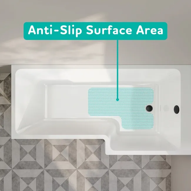 Brixton L Shaped 1700 Bath with Front Panel - Right Handed