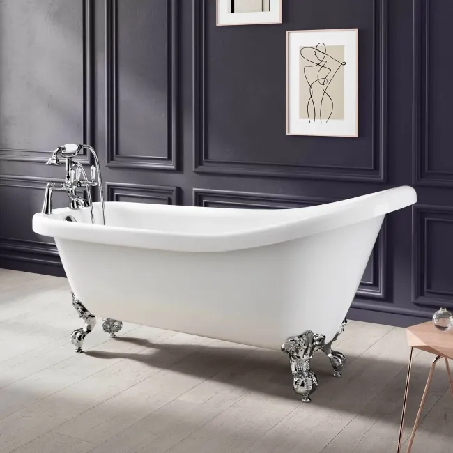 Highbury 1700mm Roll Top Slipper Bath - Chrome Ball Feet