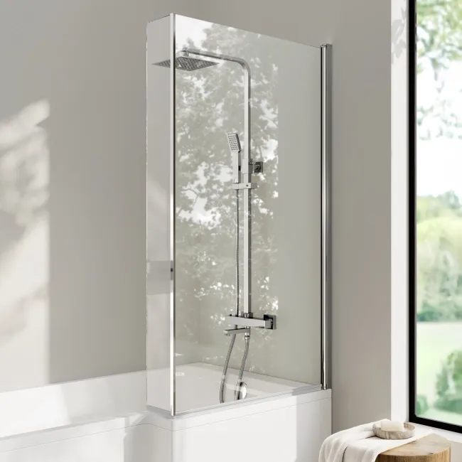 Brixton L Shaped 1700 Shower Bath & 6mm Chrome Easy Clean Screen - Right Handed