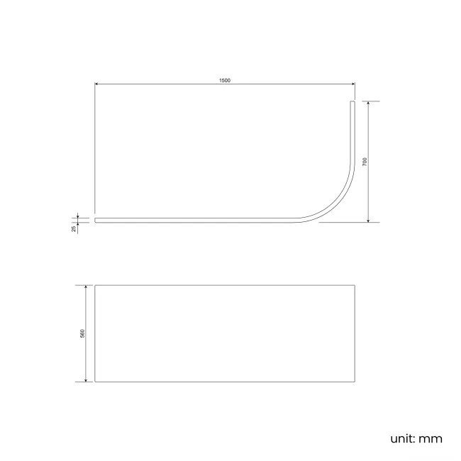 Turku 1500mm Space Saving Bath - Right Handed