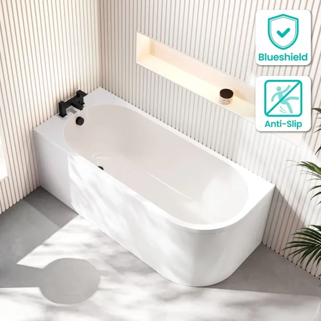 Turku 1600mm Space Saving Bath - Left Handed