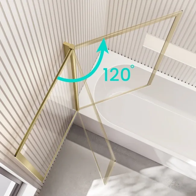Turku 1500 Space Saving Shower Bath & Premium 8mm Brushed Brass Framed Bath Screen - Left