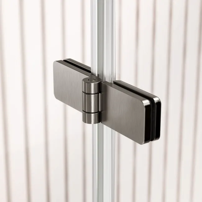 Turku 1500 Space Saving Shower Bath & 6mm Easy Clean Brushed Gunmetal Folding Bath Screen - Right