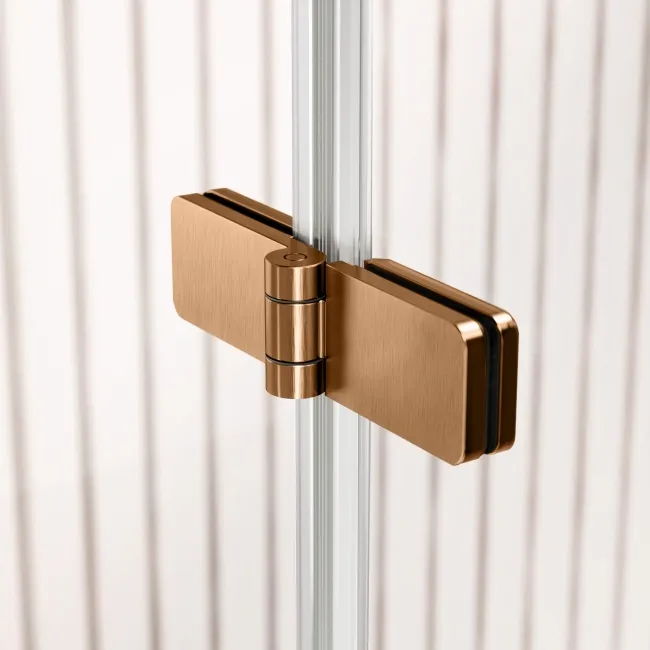 Turku 1500 Space Saving Shower Bath & 6mm Easy Clean Brushed Copper Folding Bath Screen - Right