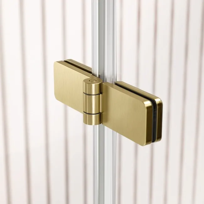 Turku 1600 Space Saving Shower Bath & 6mm Easy Clean Brushed Brass Folding Bath Screen - Right