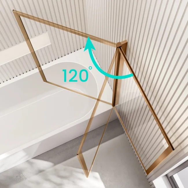 Turku 1700 Space Saving Shower Bath & Premium 8mm Brushed Copper Framed Bath Screen - Right