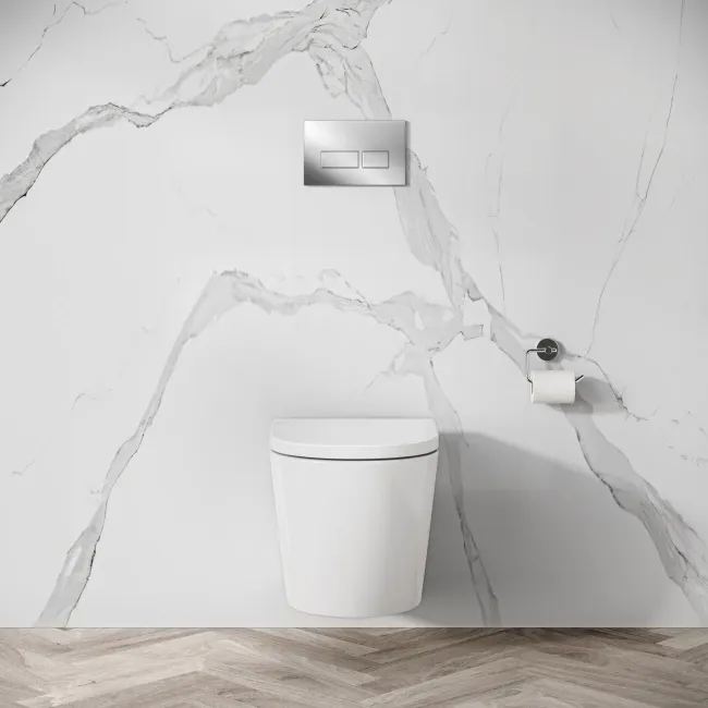 Idaho Pneumatic Wall Hung Toilet Frame and Concealed Cistern with Chrome Flush Plate
