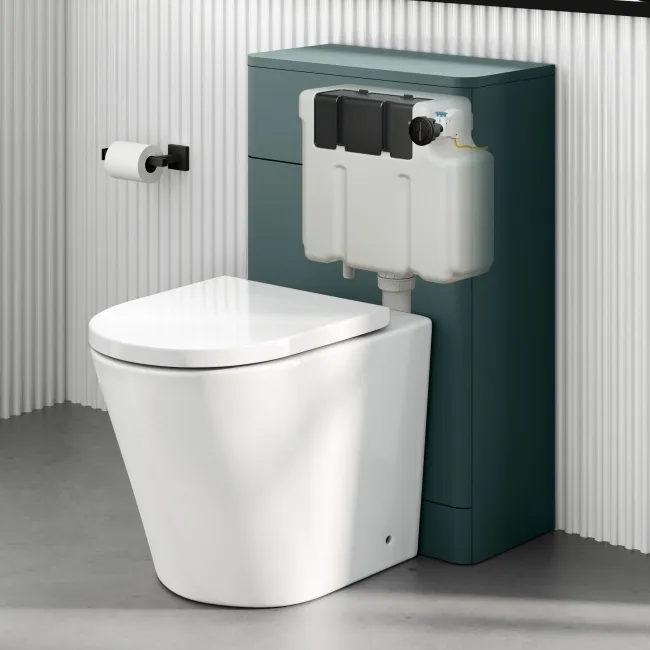 Detroit Cable Operated Concealed Cistern With Matt Black Round Push Button Dia.48mm