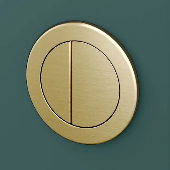 Arizona Pneumatic Concealed Cistern With Brushed Brass Round Push Button