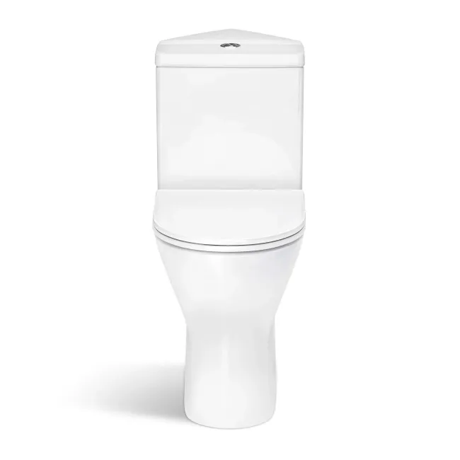 Orlando Rimless Comfort Height Close Coupled Corner Toilet With Soft Close Slim Seat
