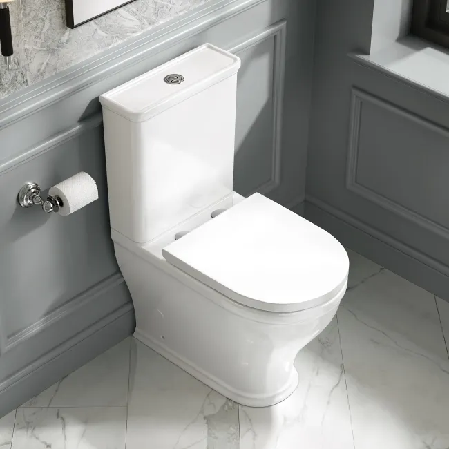 Kansas Traditional Rimless Close Coupled Toilet With Premium Soft Close Seat