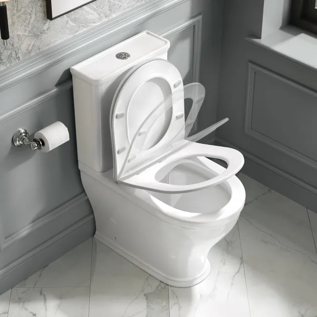 Kansas Traditional Rimless Close Coupled Toilet With Premium Soft Close Slim Seat