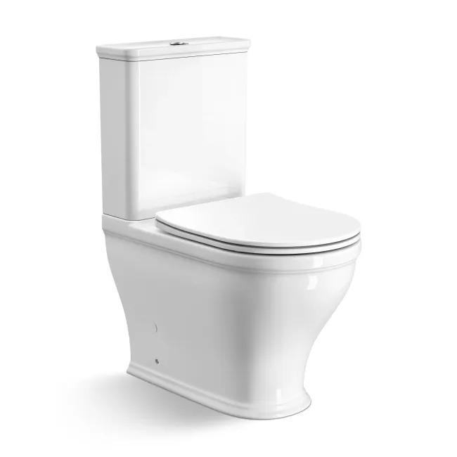 Kansas Traditional Rimless Close Coupled Toilet With Premium Soft Close Slim Seat
