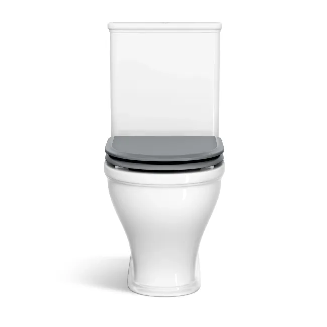 Kansas Traditional Rimless Close Coupled Toilet With Dove Grey Wooden Seat