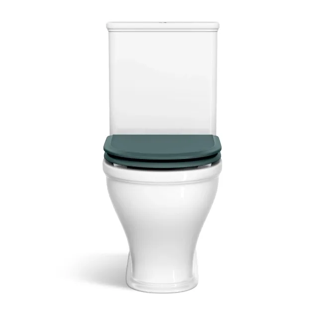 Kansas Traditional Rimless Close Coupled Toilet With Midnight Green Wooden Seat