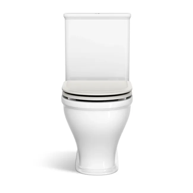 Kansas Traditional Rimless Close Coupled Toilet With Cotton White Wooden Seat