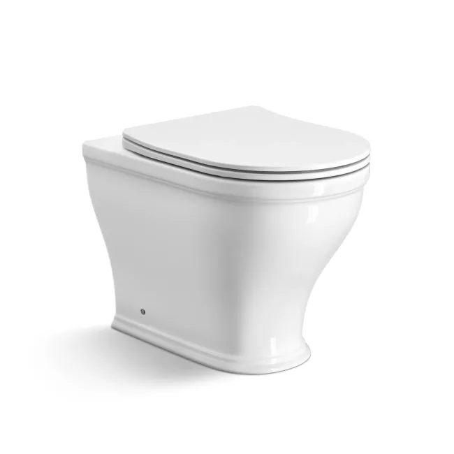 Kansas Traditional Rimless Back To Wall Toilet With Premium Soft Close Slim Seat
