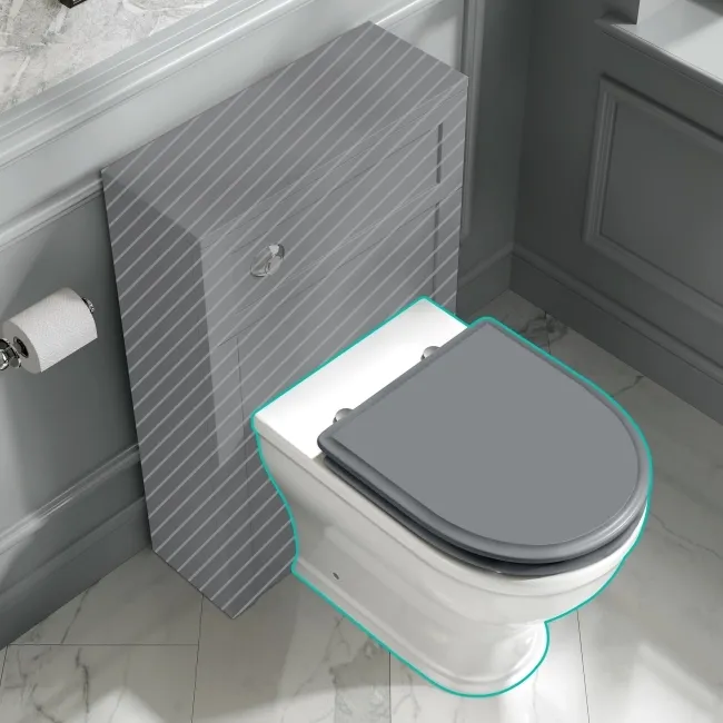 Kansas Traditional Rimless Back To Wall Toilet With Dove Grey Wooden Seat