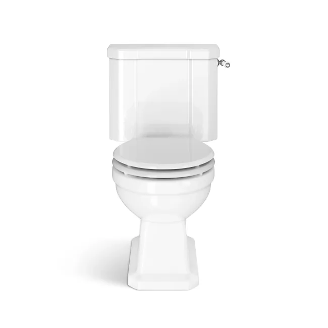 Enid Traditional Close Coupled Toilet With Gloss White Wooden Seat