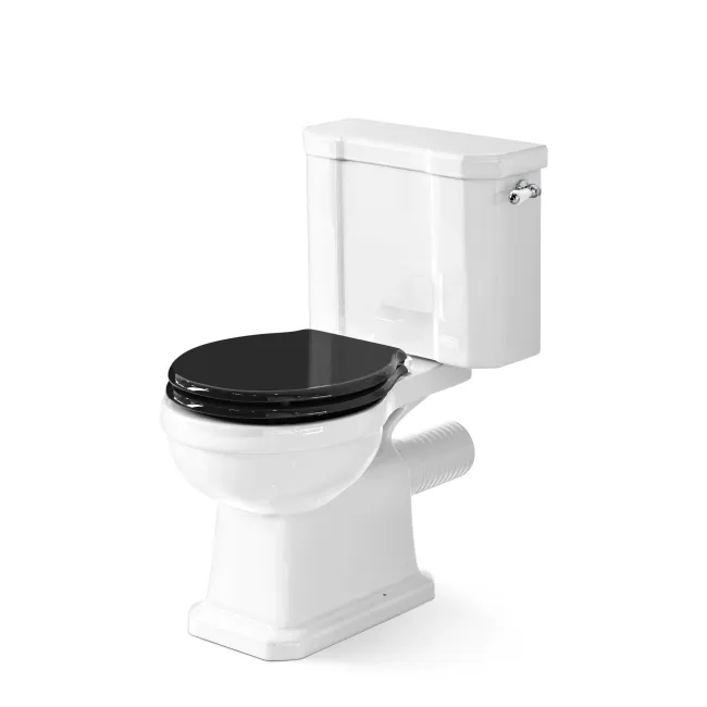 Enid Traditional Close Coupled Toilet With Gloss Black Wooden Seat