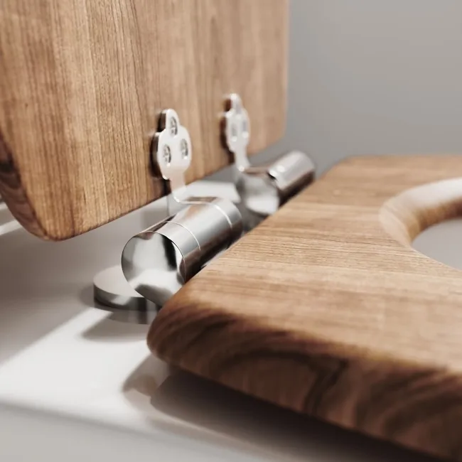 Alma Traditional Rimless Close Coupled Toilet With Oak Effect Wooden Soft Close Seat