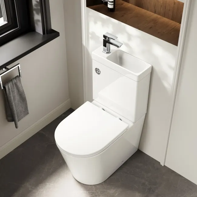 Loma 2-In-1 Combined Wash Basin & Rimless Toilet With Premium Soft Close Slim Seat