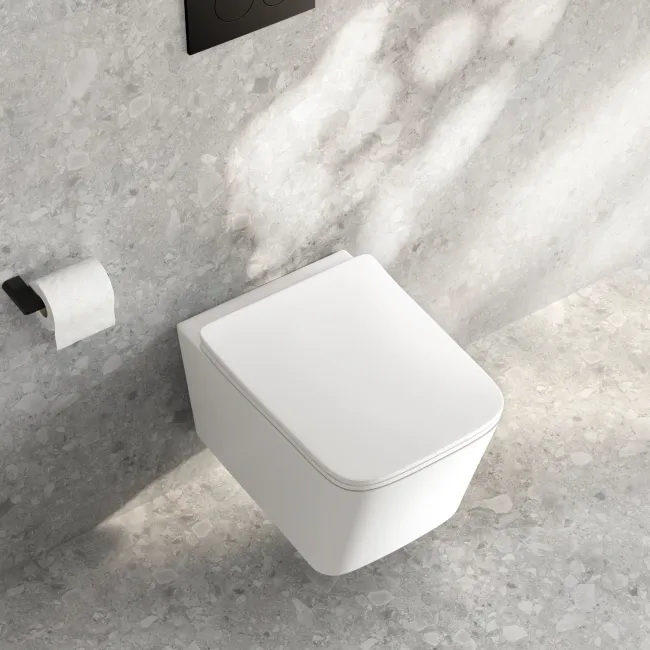 Kent Matt White Rimess Tornado Wall Hung Toilet With Premium Soft Close Slim Seat