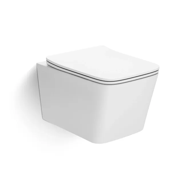 Kent Matt White Rimess Tornado Wall Hung Toilet With Premium Soft Close Slim Seat