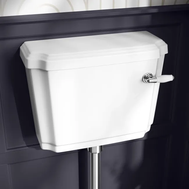 Hudson Traditional Low-Level Toilet With Cashmere Pink Seat & Pedestal Basin - Double Tap Hole