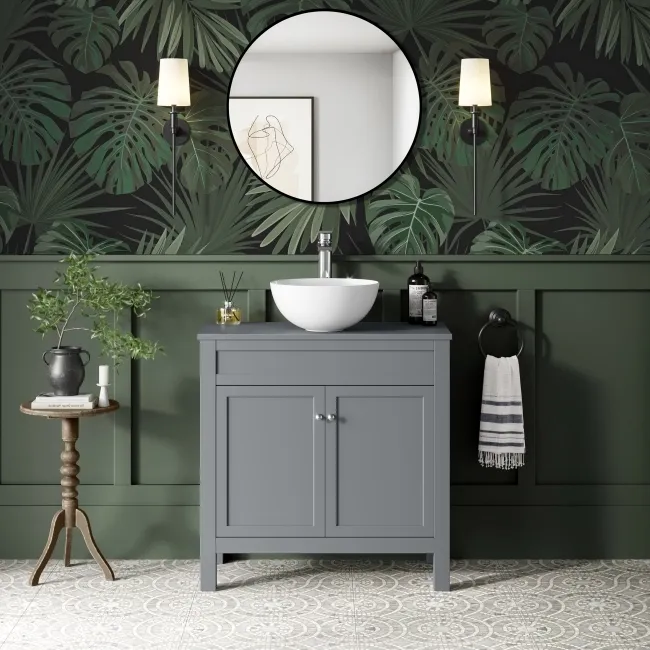 Bermuda Dove Grey Vanity With Round Counter Top Basin 800mm