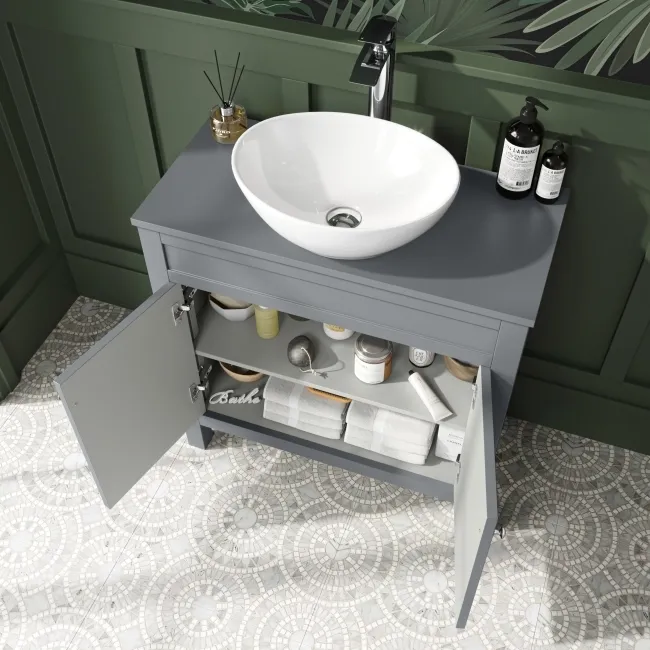 Bermuda Dove Grey Vanity With Oval Counter Top Basin 800mm