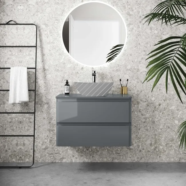 Corsica Storm Grey Wall Hung Drawer Vanity 800mm