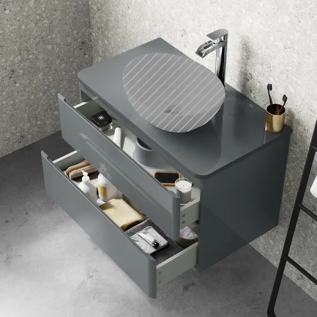 Corsica Storm Grey Wall Hung Drawer Vanity 800mm