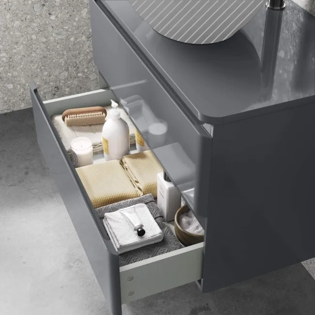 Corsica Storm Grey Wall Hung Drawer Vanity 800mm