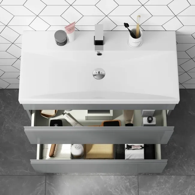 Trent Stone Grey Basin Drawer Vanity 800mm