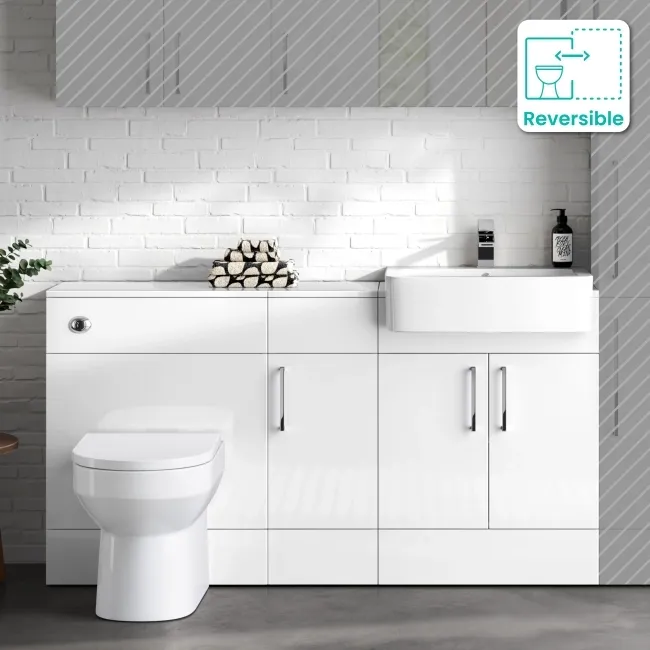 Harper Gloss White Combination Vanity Basin and Miami Toilet 1500mm