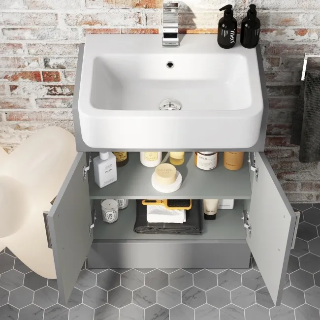 Harper Stone Grey Vanity with Semi Recessed Basin 600mm