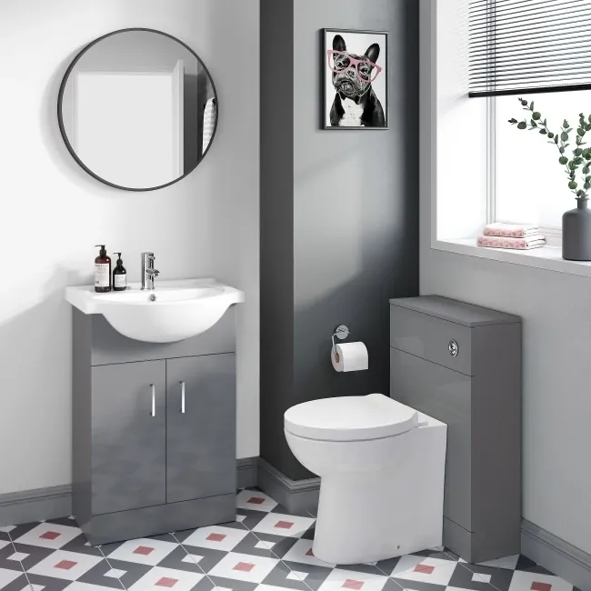 Quartz Stone Grey Vanity with Semi Recessed Basin 550mm