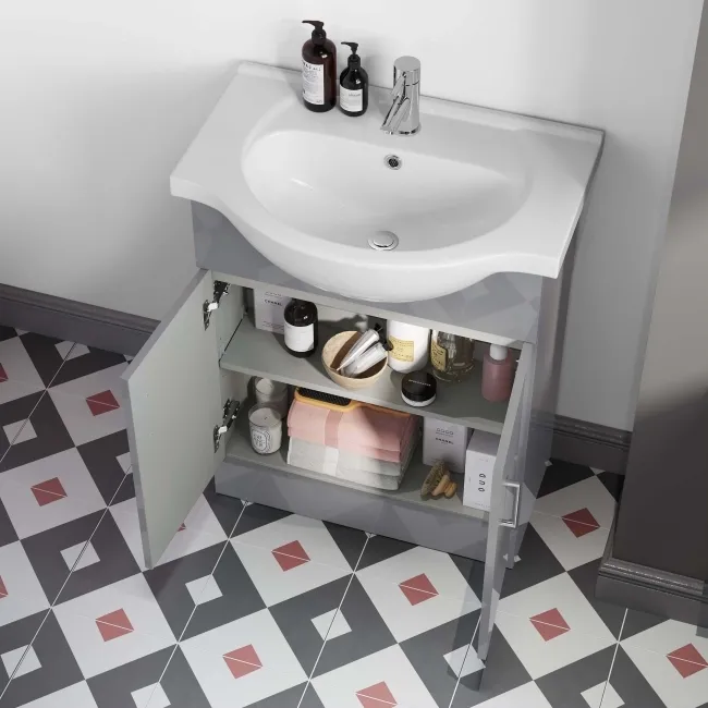 Quartz Stone Grey with Semi Recessed Basin 650mm