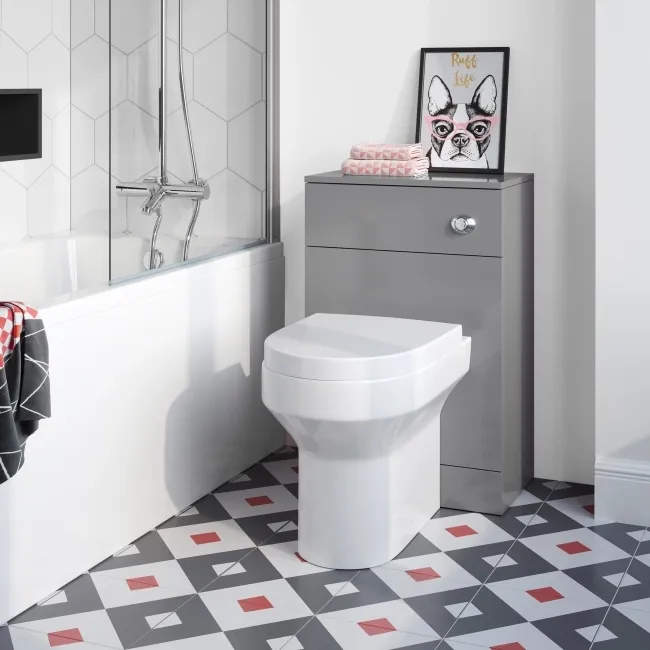 Quartz Stone Grey Back To Wall Unit and Denver Toilet