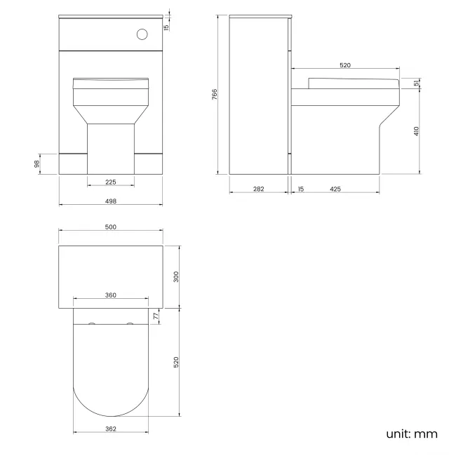 Quartz Stone Grey Back To Wall Unit and Denver Toilet