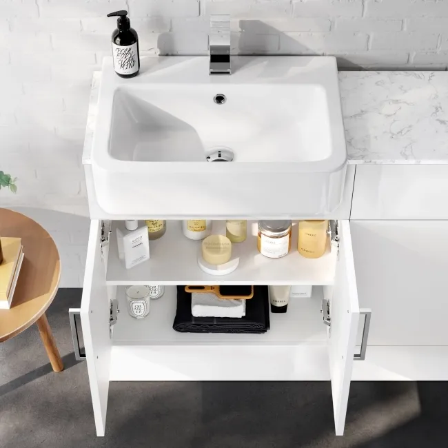 Harper Gloss White Combination Vanity Basin with Marble Top & Miami Toilet 1200mm
