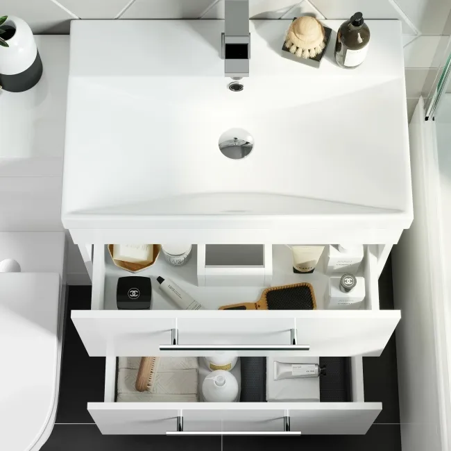Avon Gloss White Combination Basin Drawer and Miami Toilet 1100mm