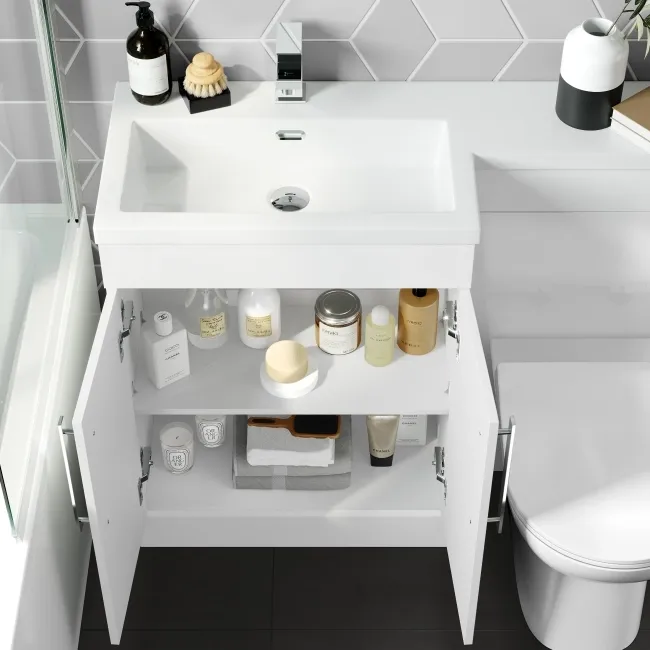 Avon Gloss White Combination Vanity Basin and Aruba Toilet 1100mm - Left Handed