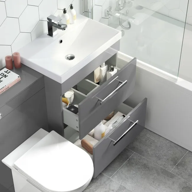 Avon Stone Grey Combination Basin Drawer and Aruba Toilet 1100mm
